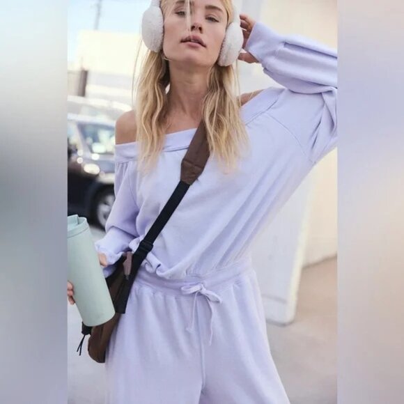 NWOT w/ flaw- Free People Movement One To Beat Onesie In Lavender Shadow - Picture 2 of 9